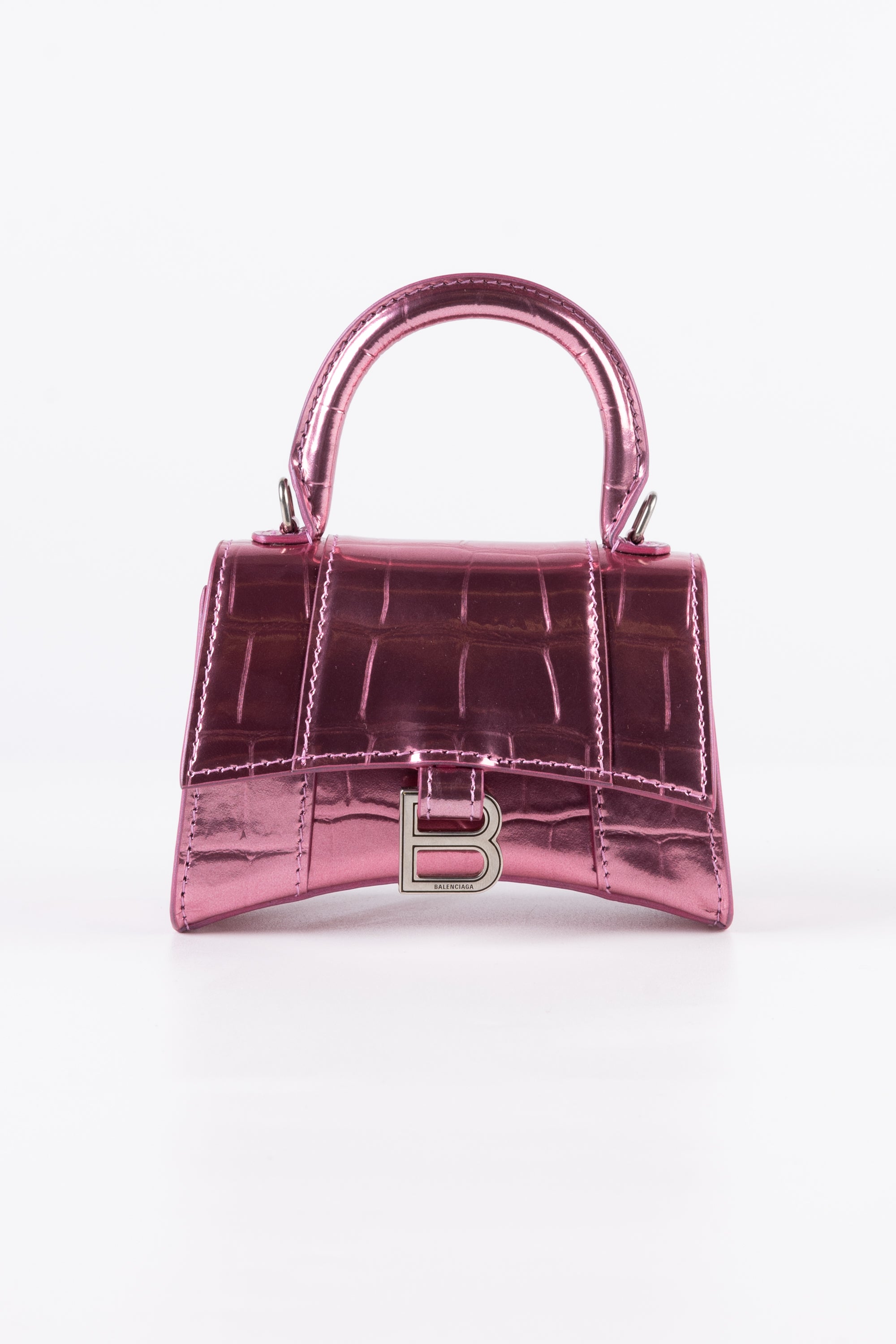 Balenciaga Mini Hourglass rosa metallizzato