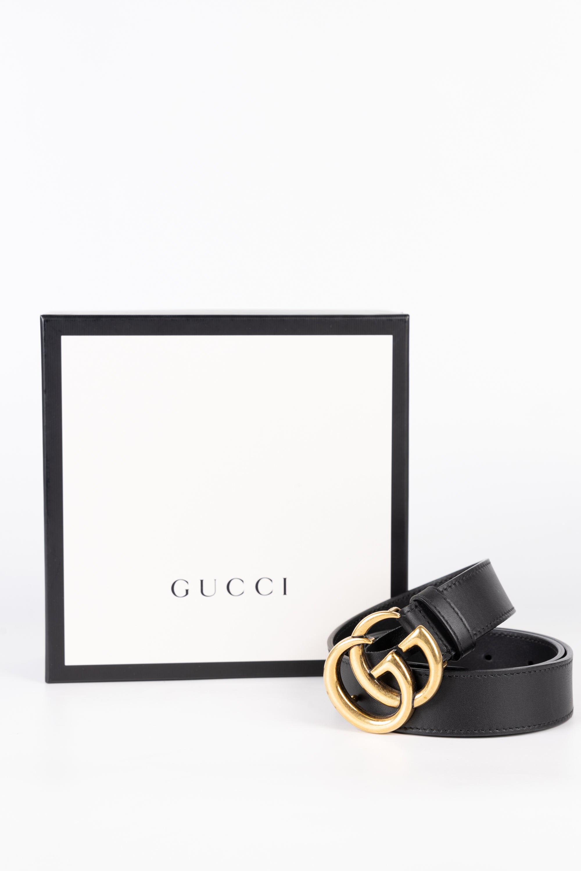 Gucci Cintura sottile GG Marmont Nero