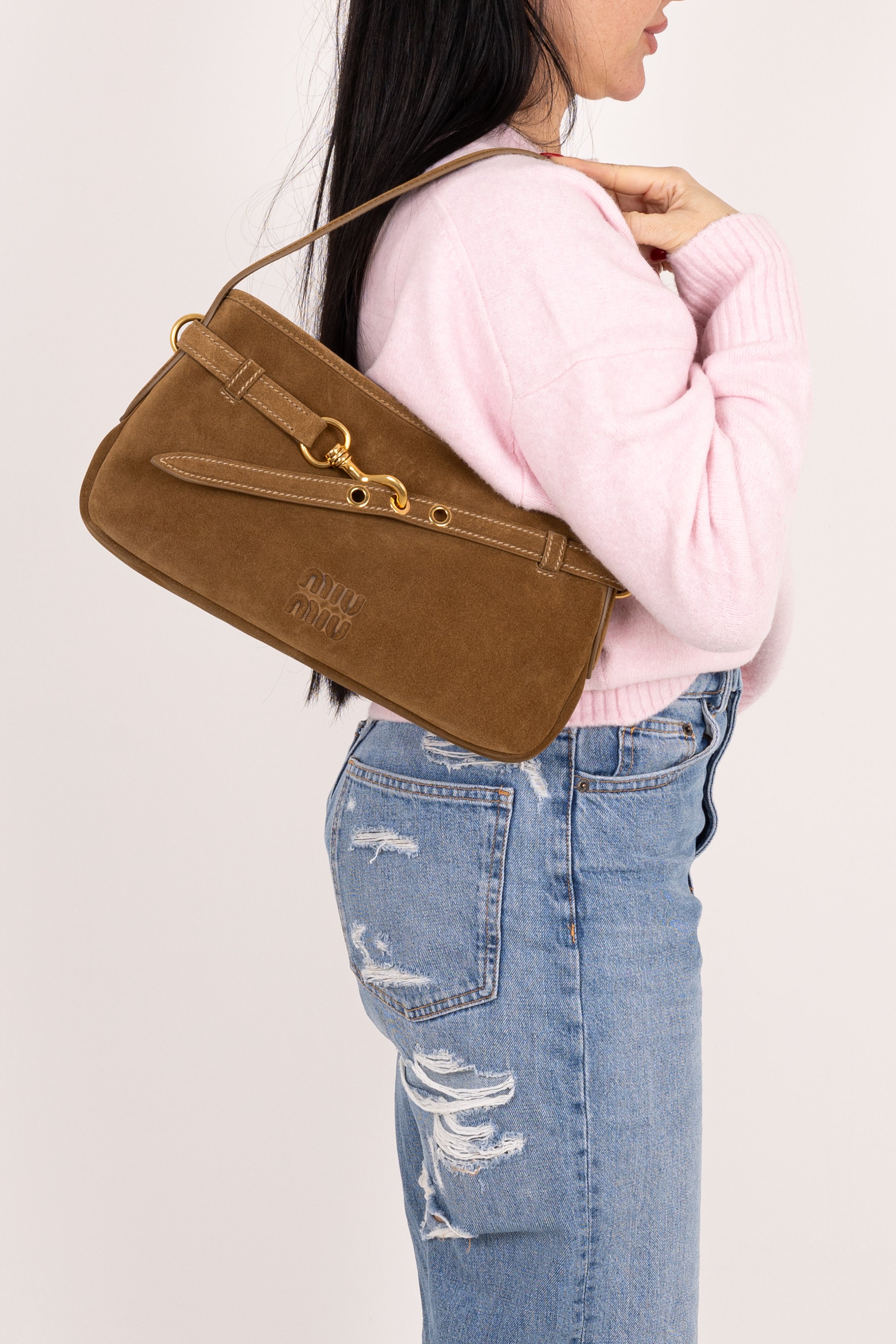 Miu Miu aventure in suede marrone