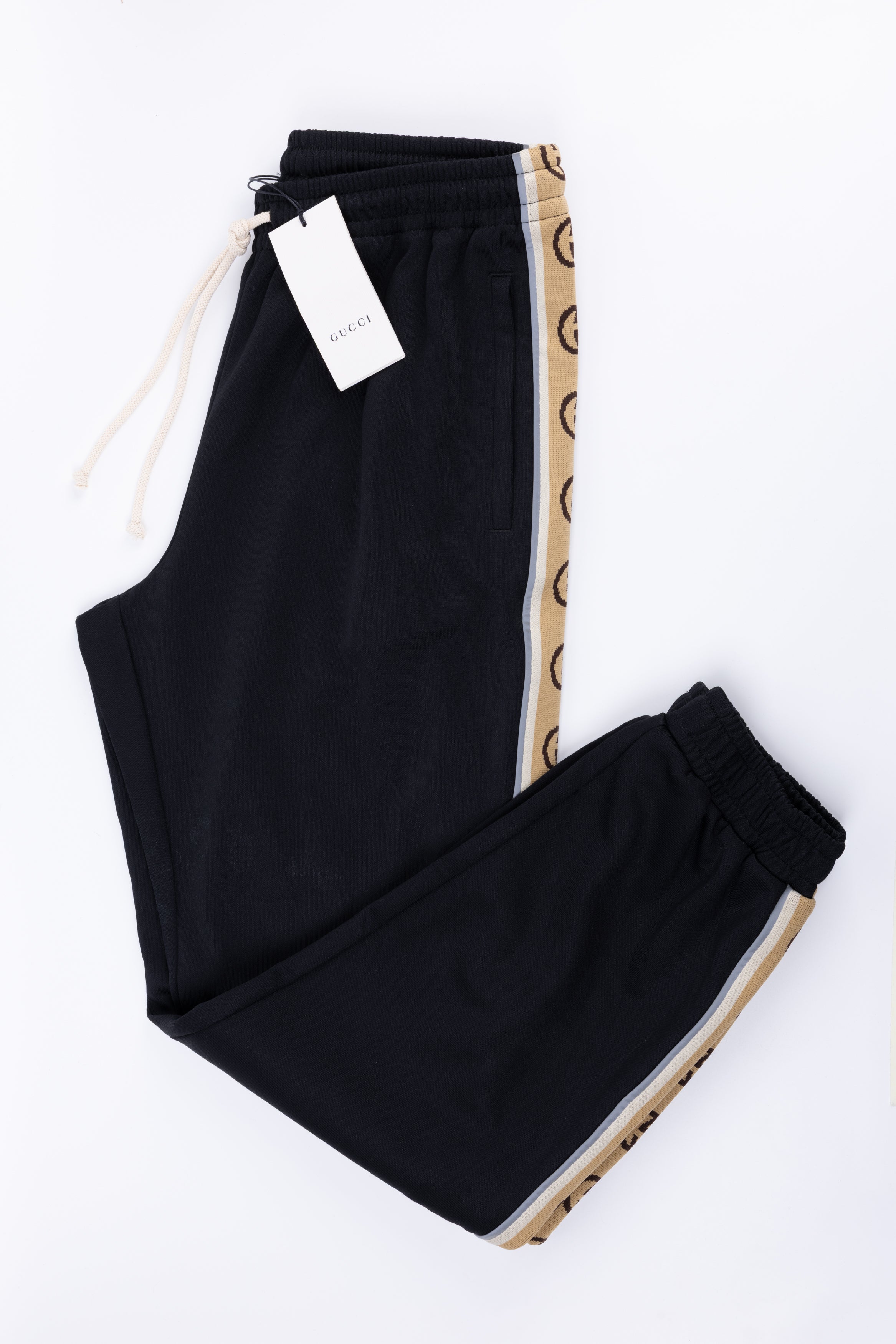 Gucci pantalone tuta nero striscia gg