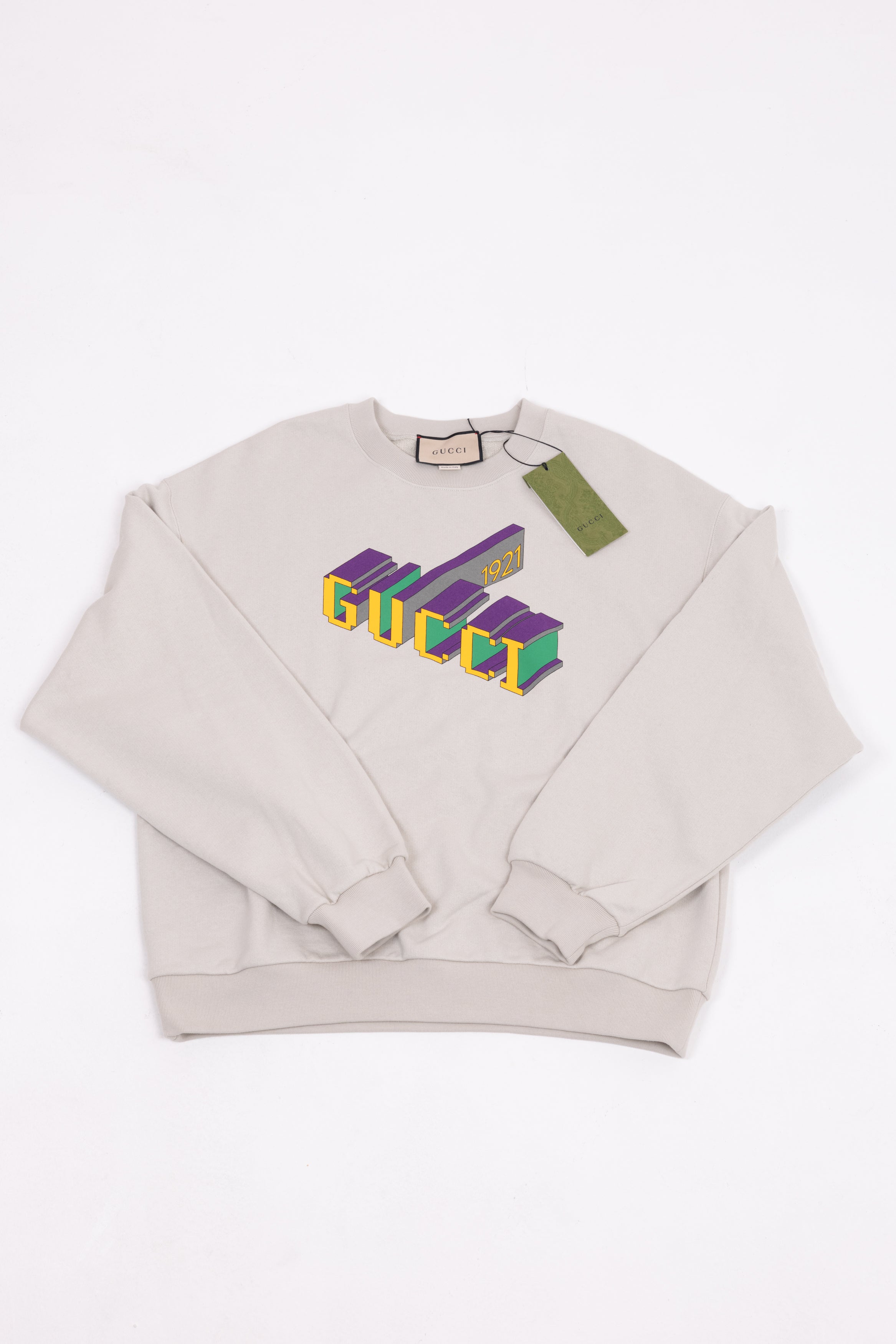 gucci felpa gg grigia stampa