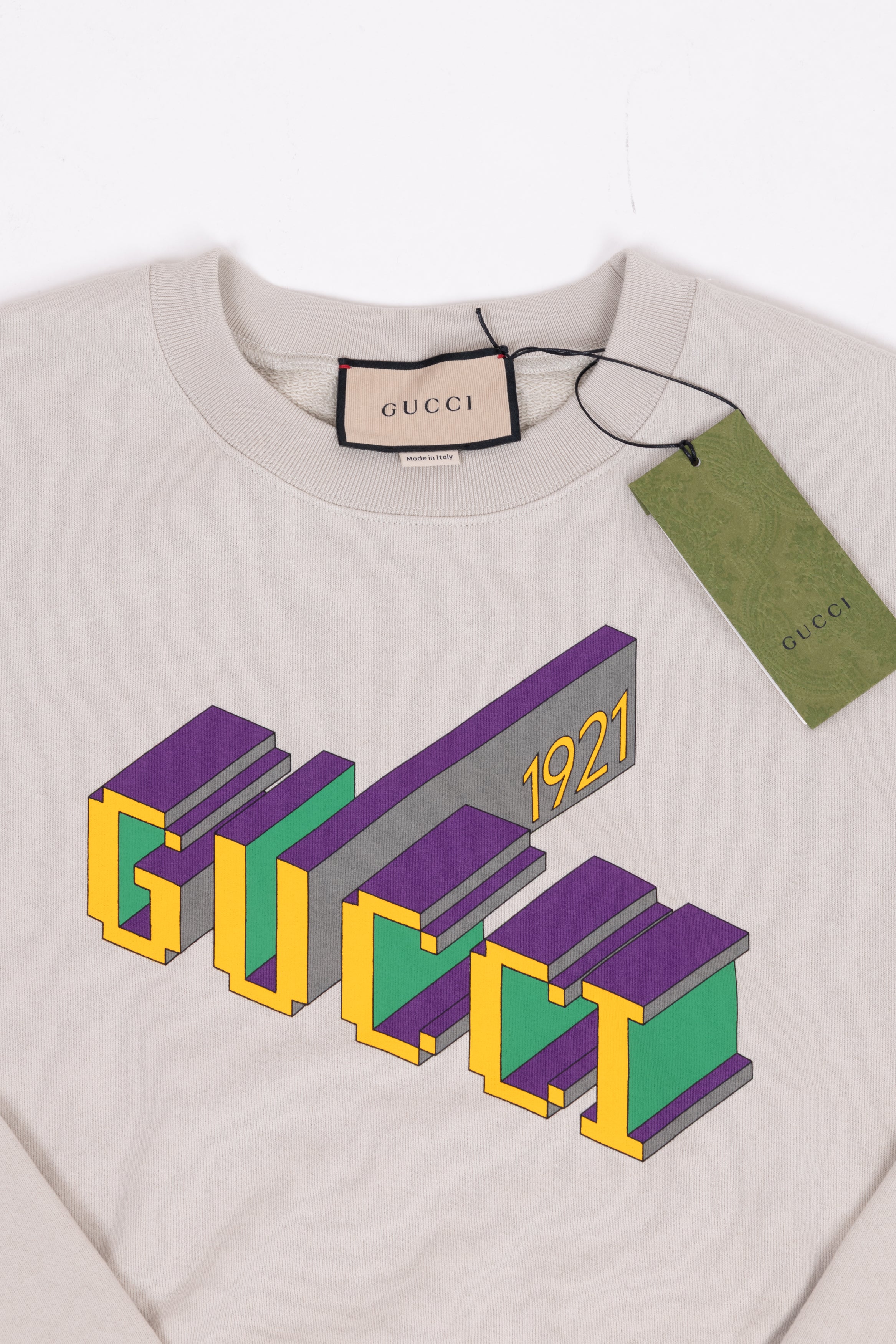 gucci felpa gg grigia stampa