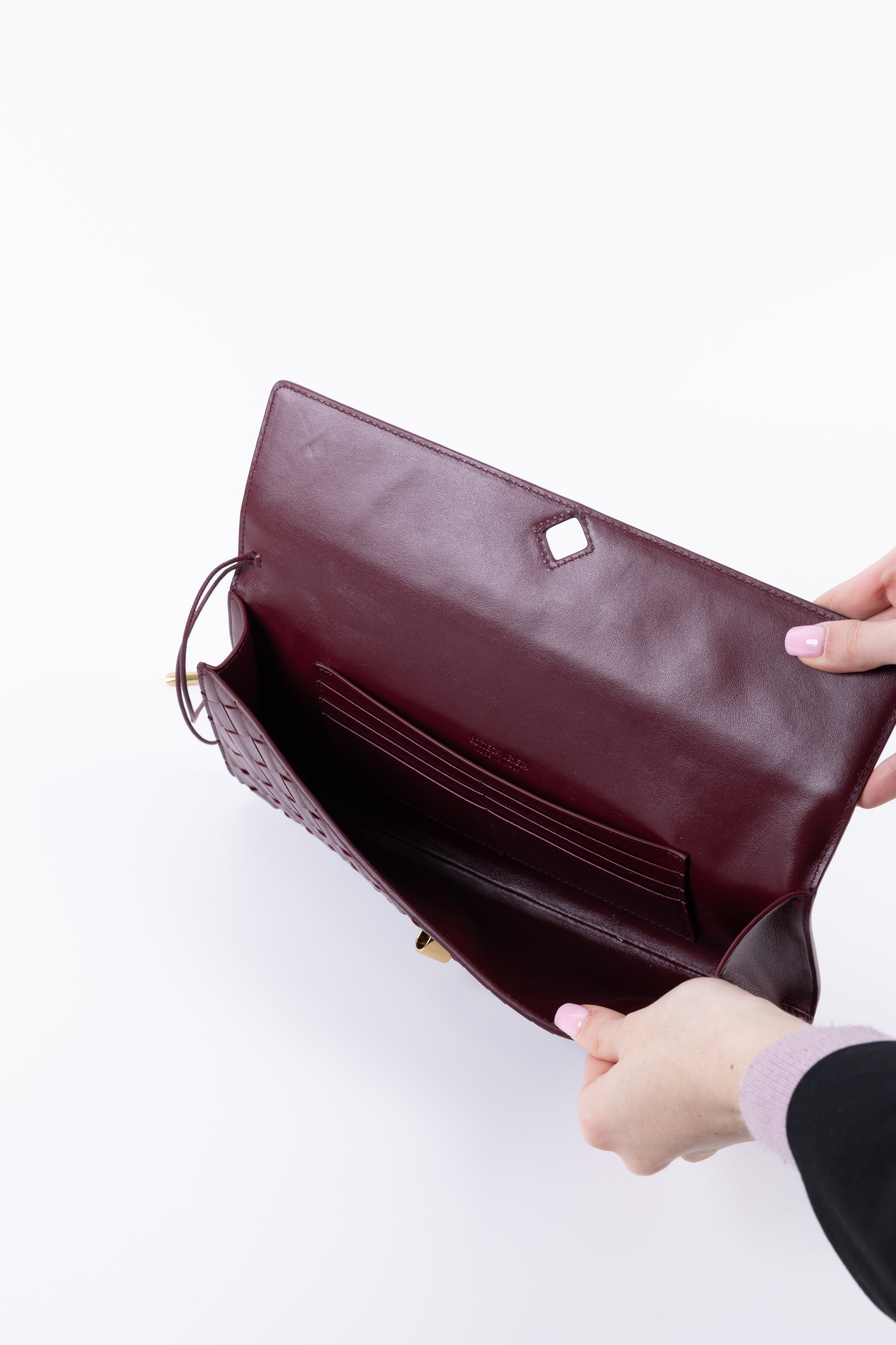 BOTTEGA VENETA ANDIAMO CLUTCH BAROLO