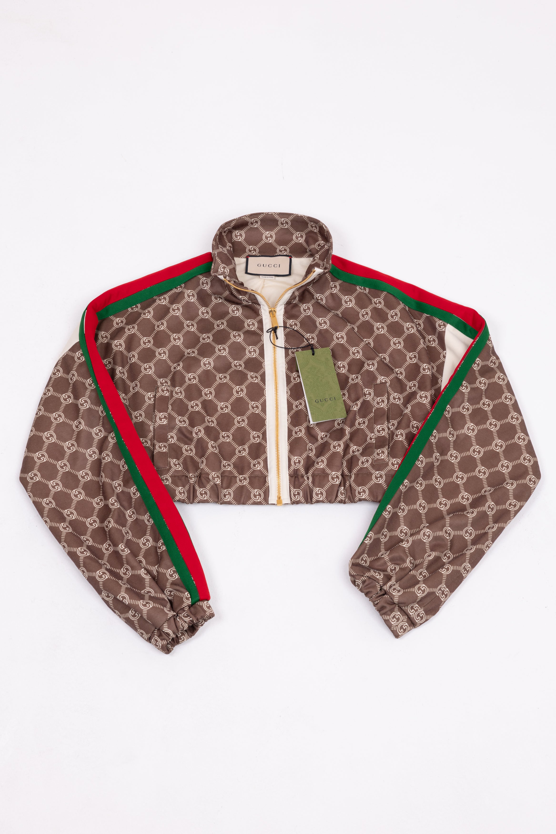 Gucci felpa crop gg marrone