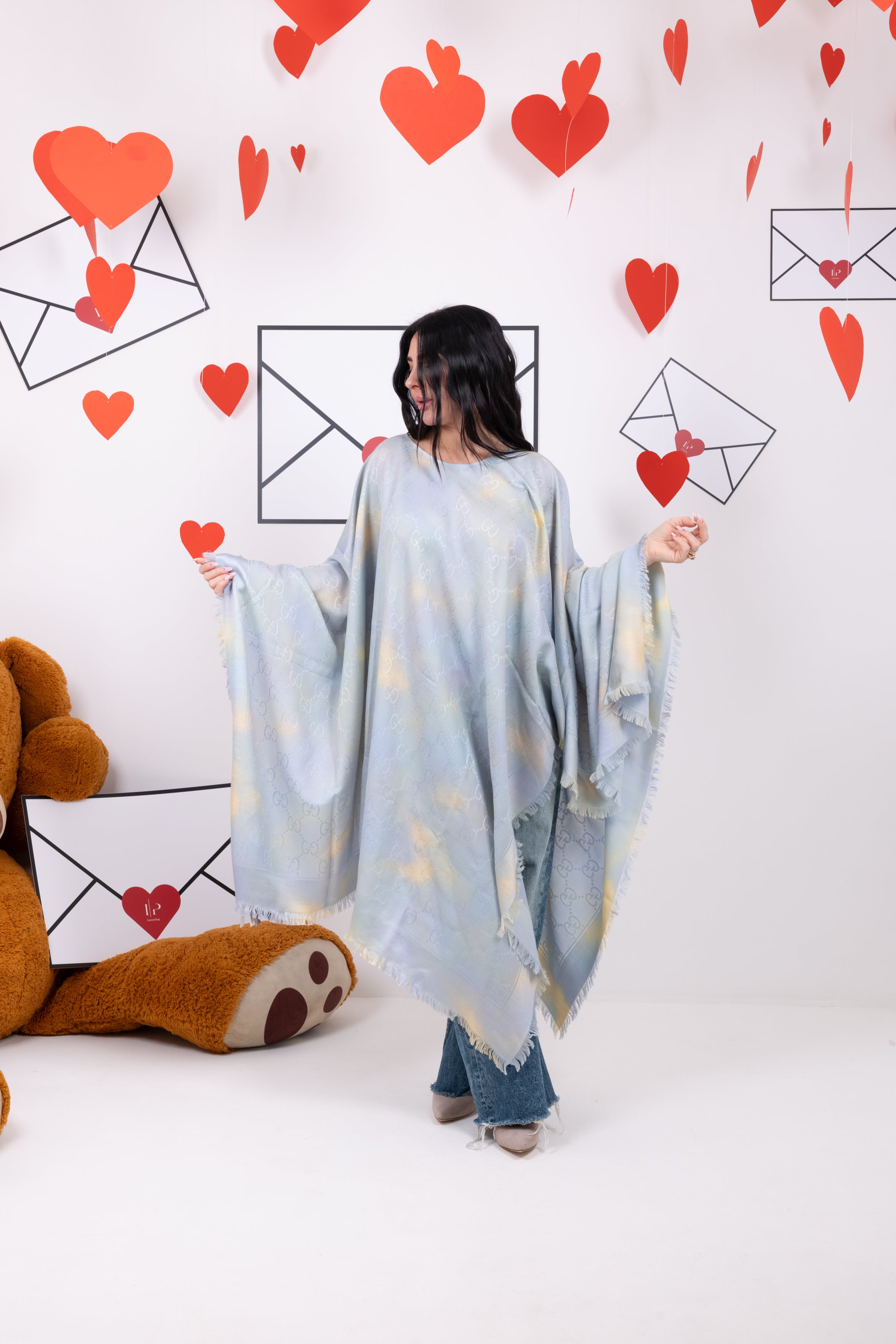 Gucci Poncho/mantella azzurra con sfumature