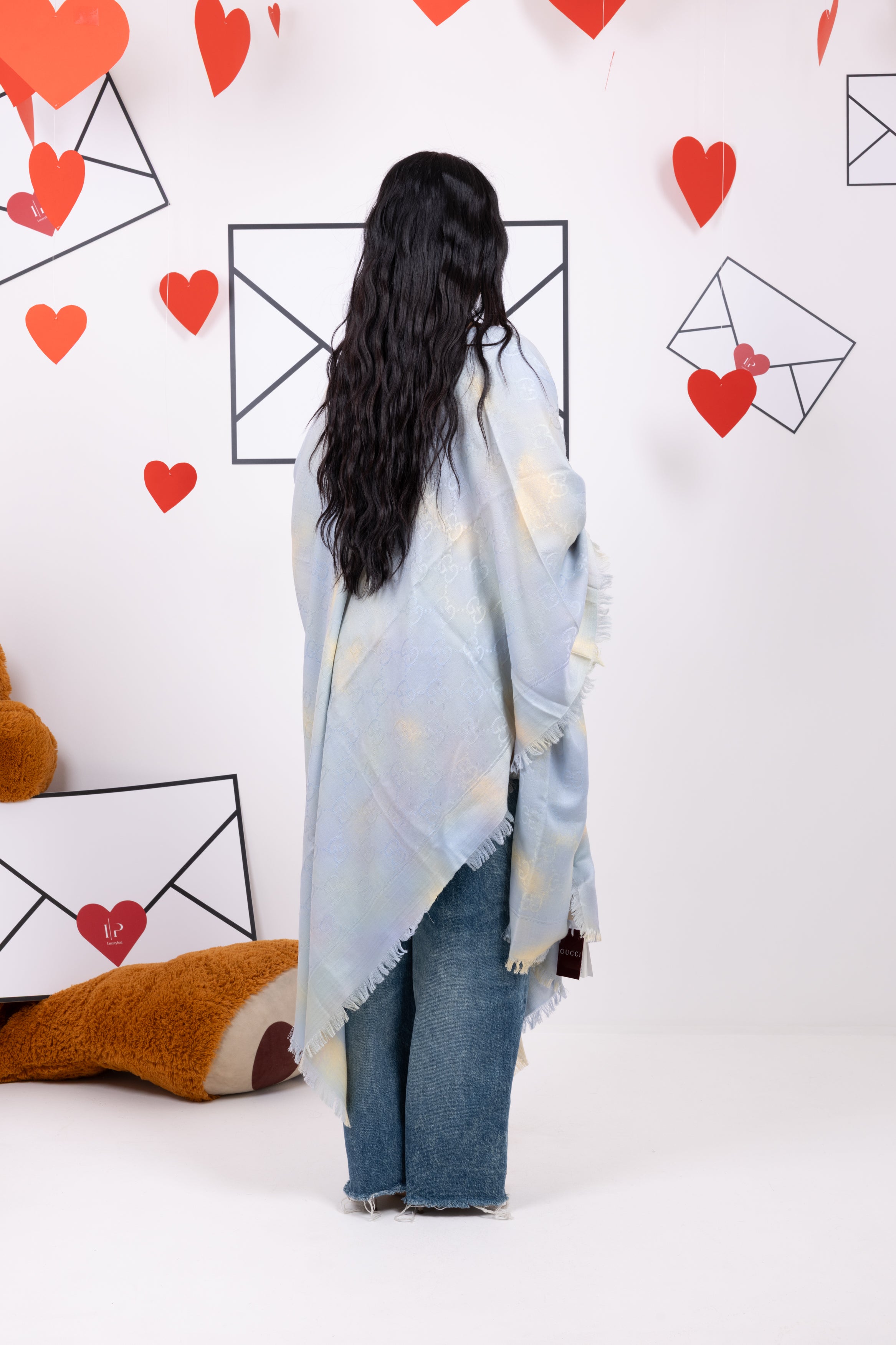 Gucci Poncho/mantella azzurra con sfumature