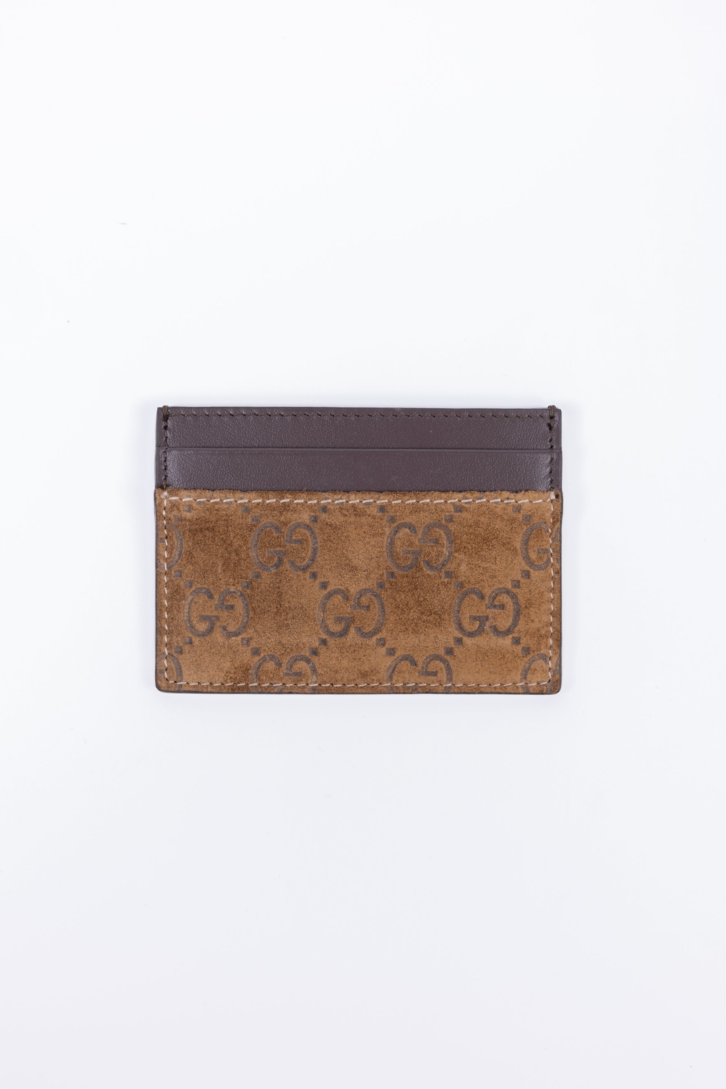 GUCCI PORTACARTE CAMOSCIO MARRONE GG