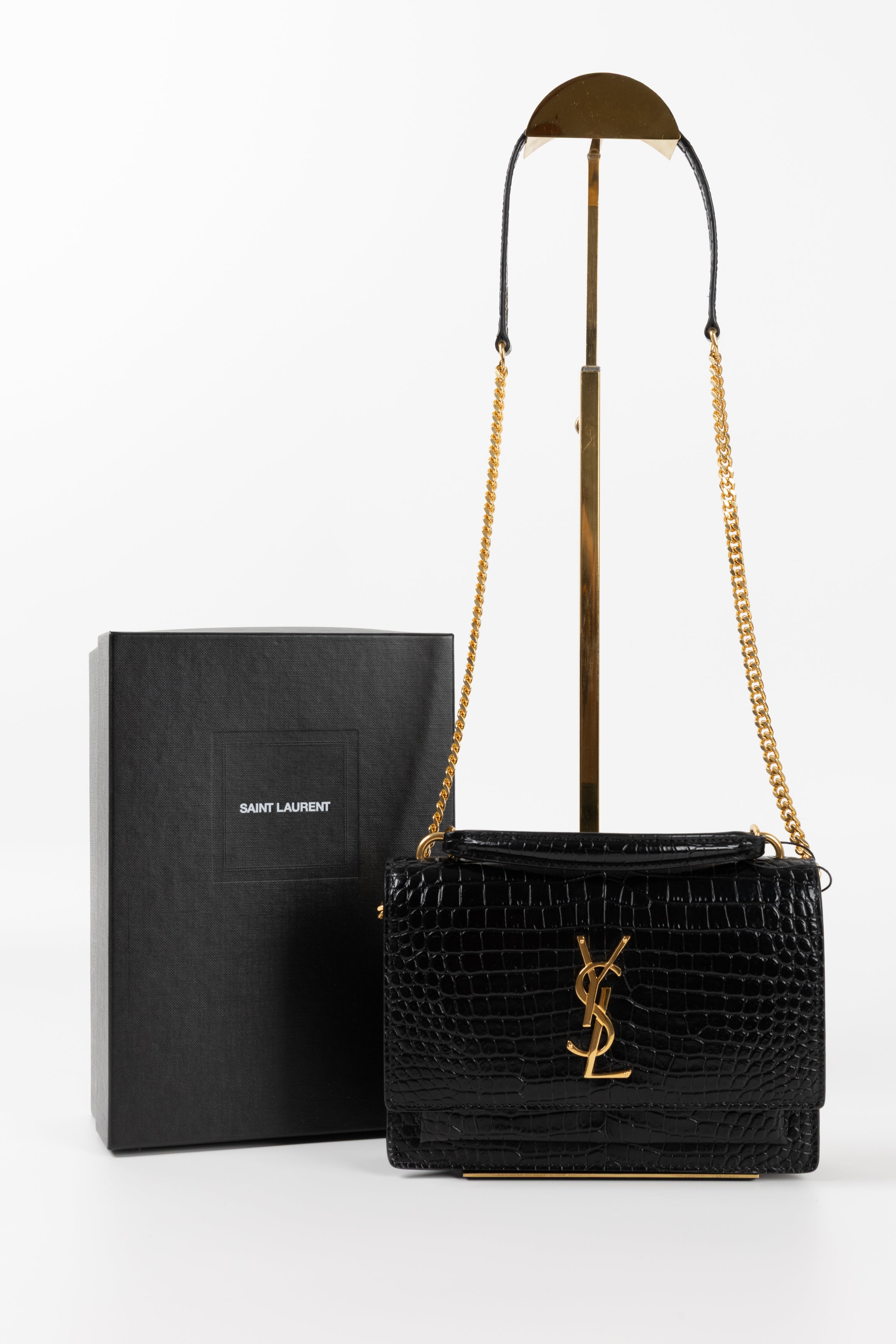 SAINT LAURENT SUNSET NERA IN STAMPA COCCO
