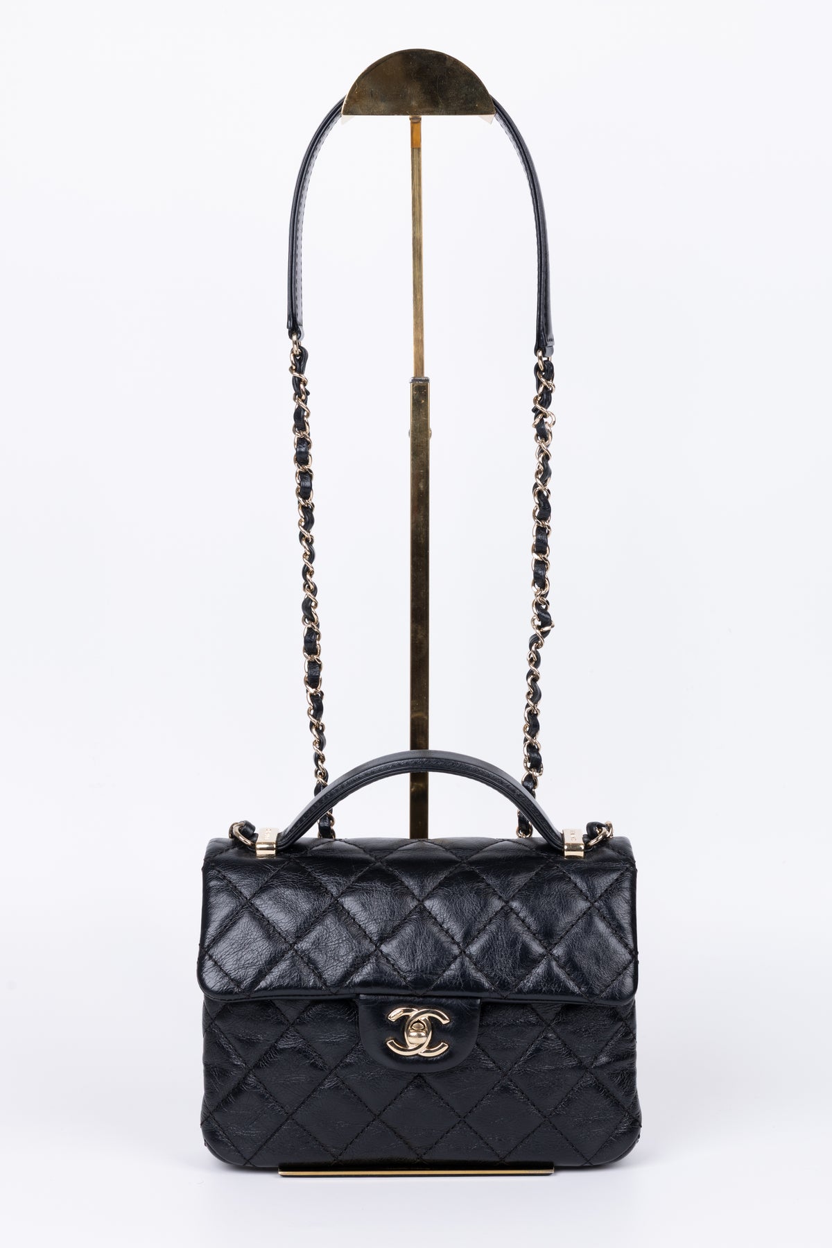 CHANEL TOP HANDLE CRUMPLED CALFSKIN