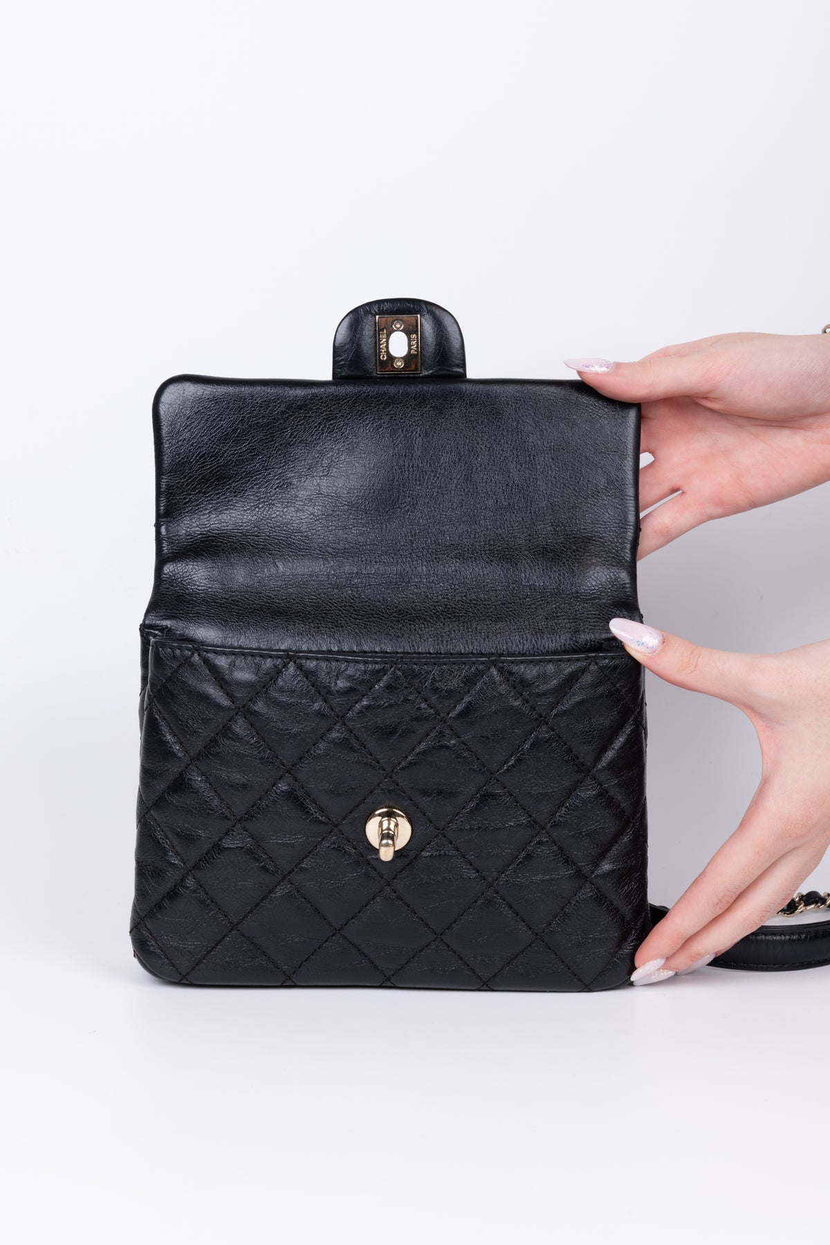 CHANEL TOP HANDLE CRUMPLED CALFSKIN