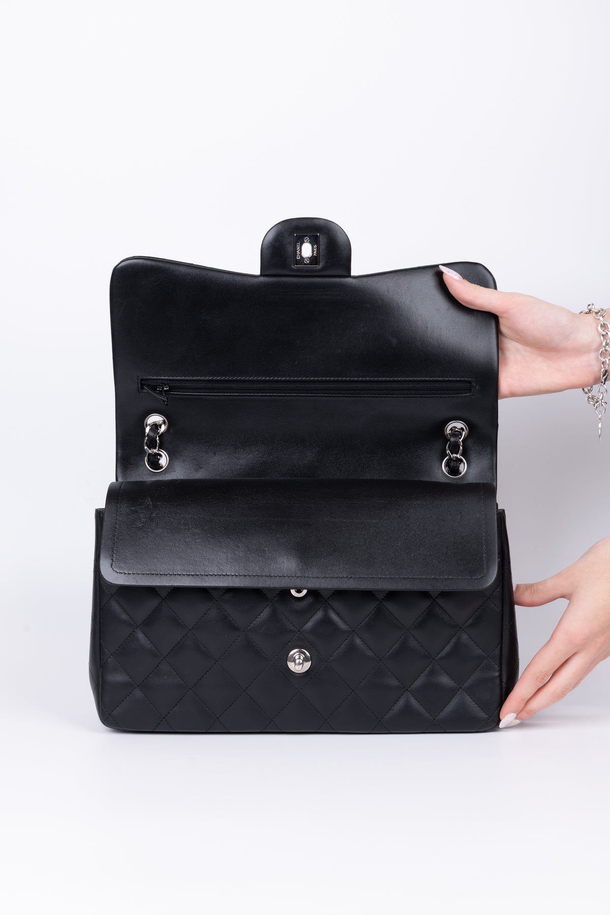 CHANEL JUMBO NERA \ ARGENTO