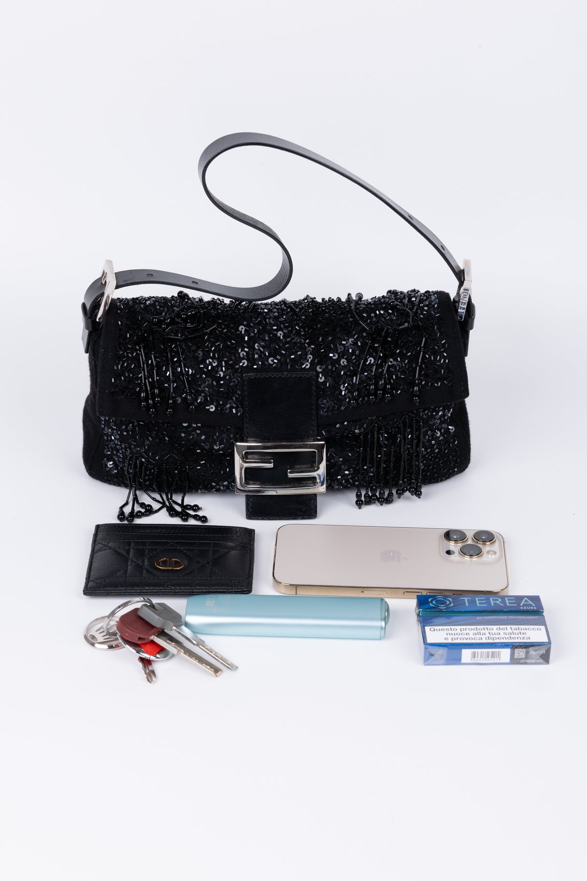FENDI BAGUETTE IN LANA CON PERLINE
