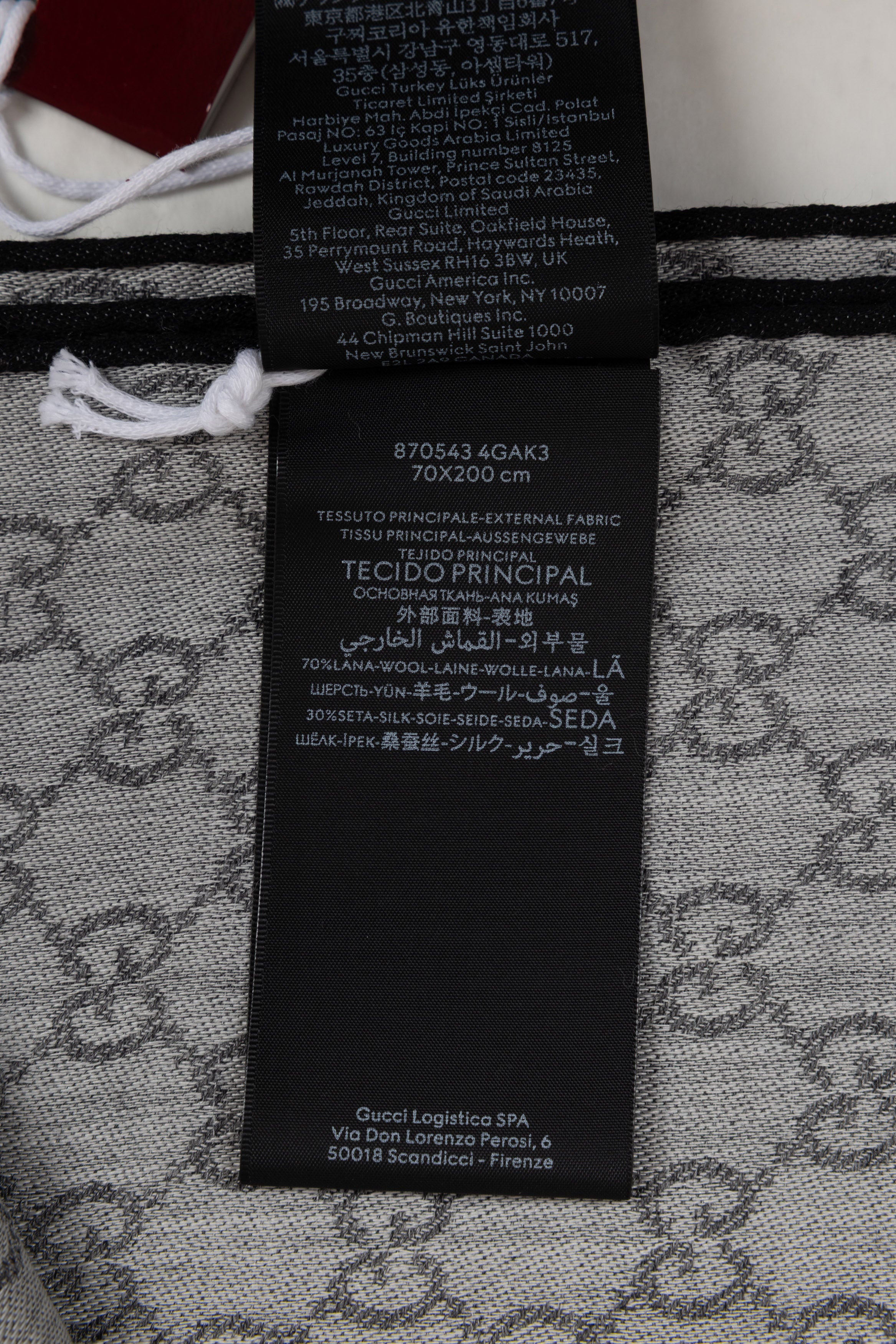 GUCCI STOLA GRIGIA BIANCA BORDO 09